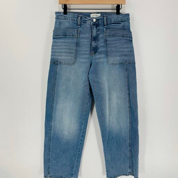 Jessica Simpson Size 27 Barrel Leg High Rise Light Wash Denim Jeans - Picture 1 of 5